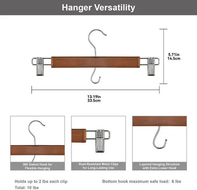 Alt view image 3 of 7 - Better Homes & Gardens Walnut Wood Pant & Skirt Hangers, 3 Pack