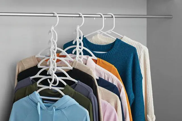 Alt view image 3 of 5 - Mainstays Space Saving Cascading Foldable Non-Slip Plastic Clothing Hanger, 10 Pack, White