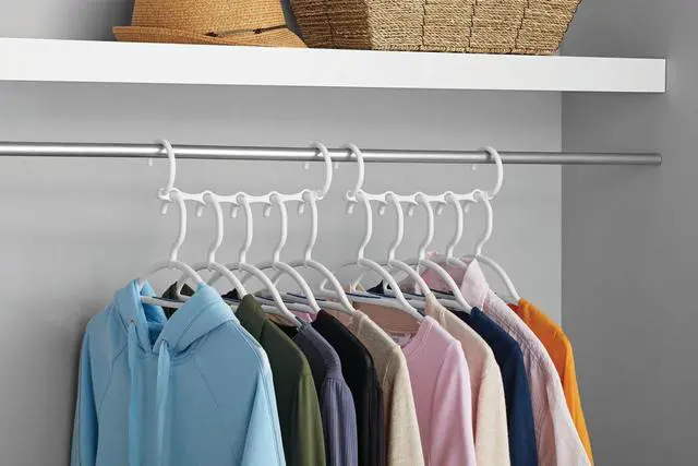 Alt view image 4 of 5 - Mainstays Space Saving Cascading Foldable Non-Slip Plastic Clothing Hanger, 10 Pack, White