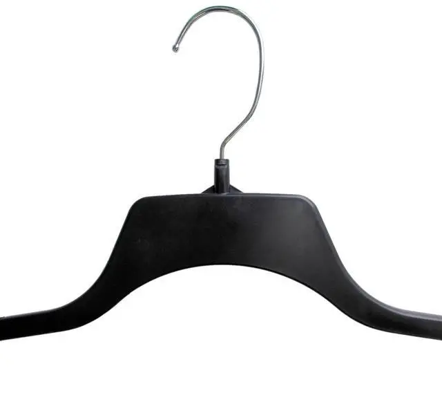 Alt view image 7 of 7 - Hanger Central 10 Pack Recycled Black Heavy Duty Plastic Shirt Blouse Garment Hangers with Polished Metal Swivel Hooks, 17 inch