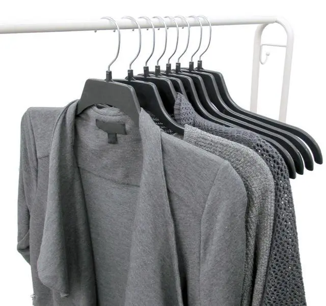 Alt view image 5 of 7 - Hanger Central 10 Pack Recycled Black Heavy Duty Plastic Shirt Blouse Garment Hangers with Polished Metal Swivel Hooks, 17 inch