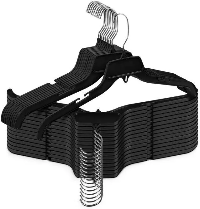 Alt view image 3 of 7 - Hanger Central 10 Pack Black Plastic Shirt Hangers With Swivel Hooks 17 inch