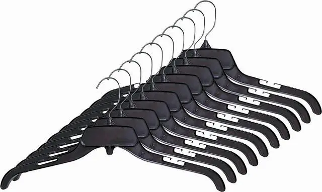 Main image of Hanger Central 10 Pack Black Plastic Shirt Hangers With Swivel Hooks 17 inch