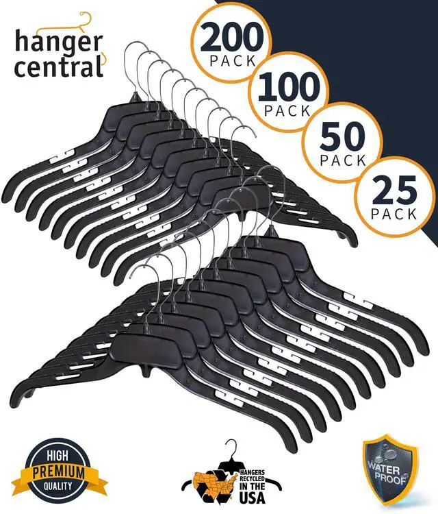 Alt view image 4 of 7 - Hanger Central 10 Pack Black Plastic Shirt Hangers With Swivel Hooks 17 inch