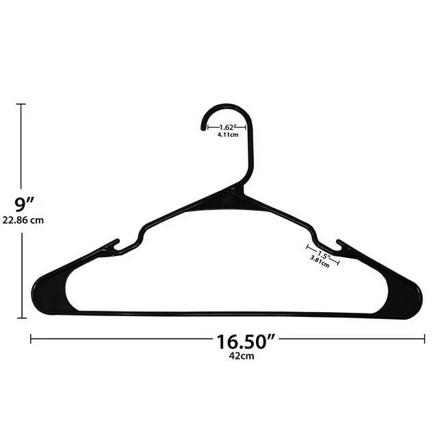 Alt view image 4 of 4 - Mainstays Plastic Notched Adult Clothes Hangers, Black, 50 Count