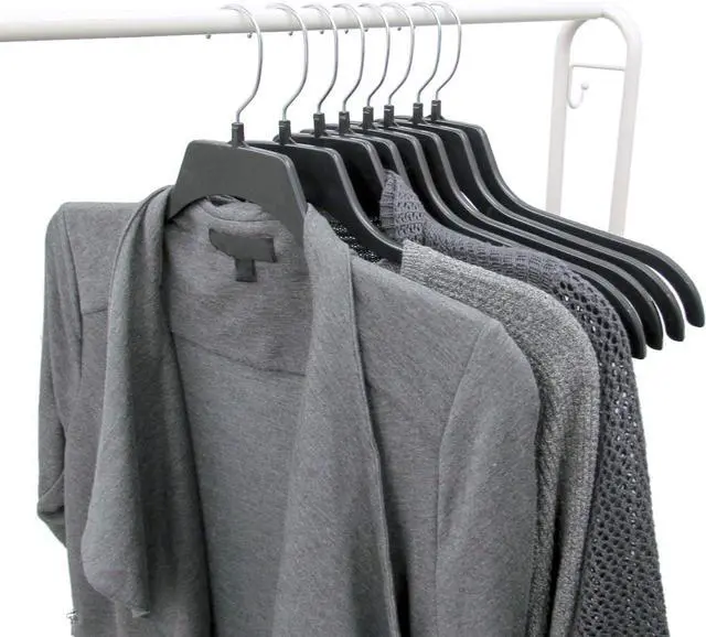 Alt view image 6 of 7 - Hanger Central 10 Pack Black Plastic Non Slip Sweater Hangers 17 inch