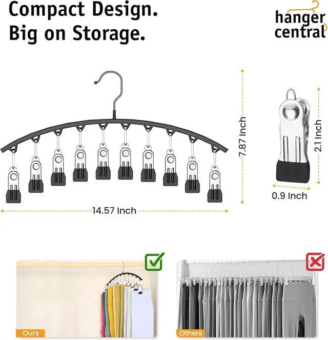 Alt view image 4 of 4 - Hanger Central 2 Pack Non Slip Legging Hangers with 10 Clips