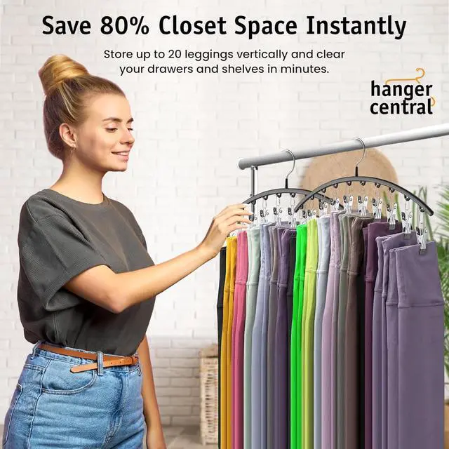 Alt view image 3 of 4 - Hanger Central 2 Pack Non Slip Legging Hangers with 10 Clips