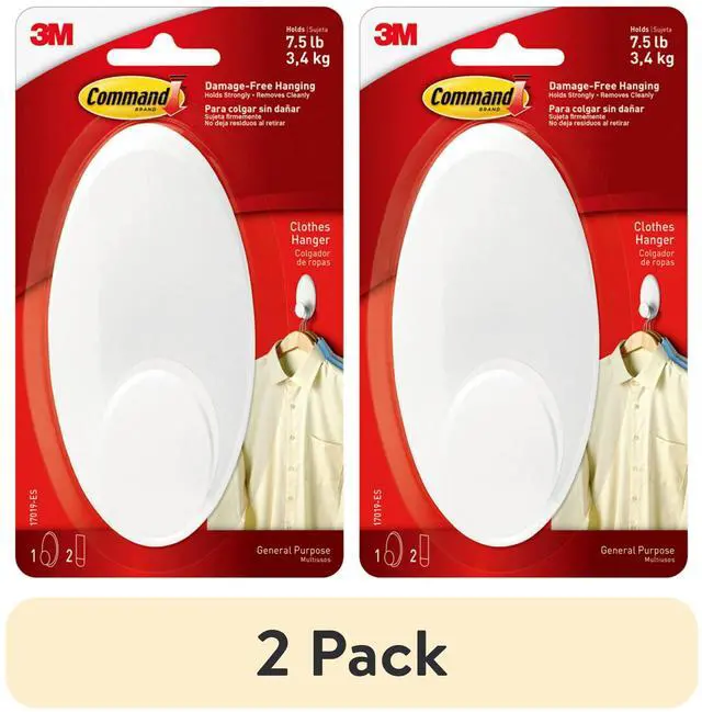 Alt view image 6 of 7 - (2 pack) Command Clothes Hanger, White, Large, 1 Wall Hanger