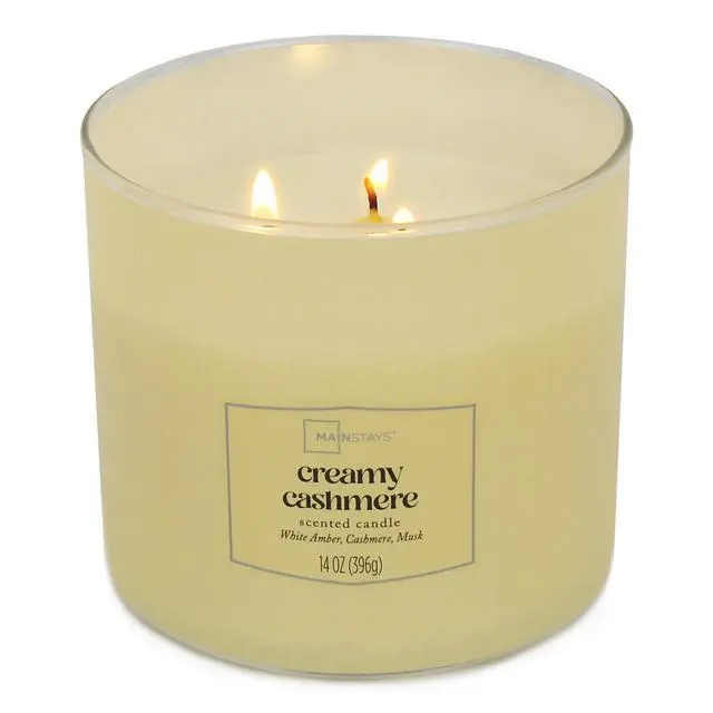 Alt view image 2 of 6 - Mainstays Textured Wrapped 3-Wick Candle, Creamy Cashmere, 14 Ounce