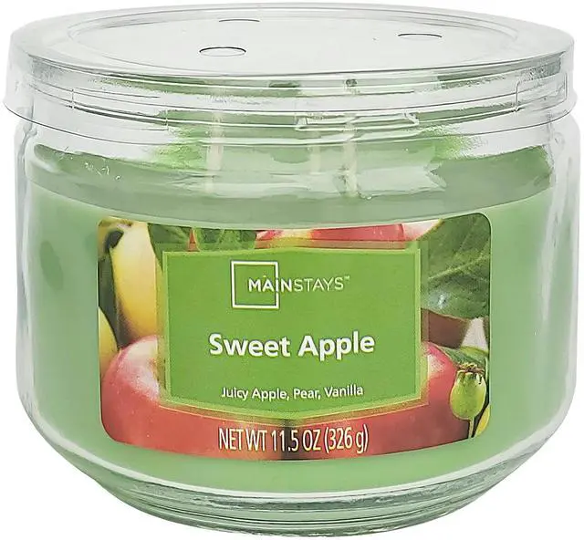 Alt view image 6 of 7 - Mainstays Sweet Apple 3-Wick Glass Jar Candle, Green, 11.5 oz