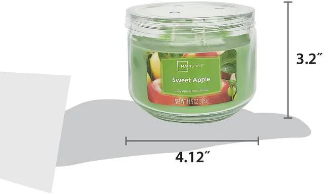 Alt view image 4 of 7 - Mainstays Sweet Apple 3-Wick Glass Jar Candle, Green, 11.5 oz