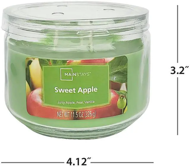 Alt view image 7 of 7 - Mainstays Sweet Apple 3-Wick Glass Jar Candle, Green, 11.5 oz