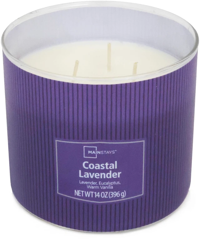 Alt view image 6 of 6 - Mainstays Coastal Lavender 3-Wick Decorative Wrap Candle, 14 oz