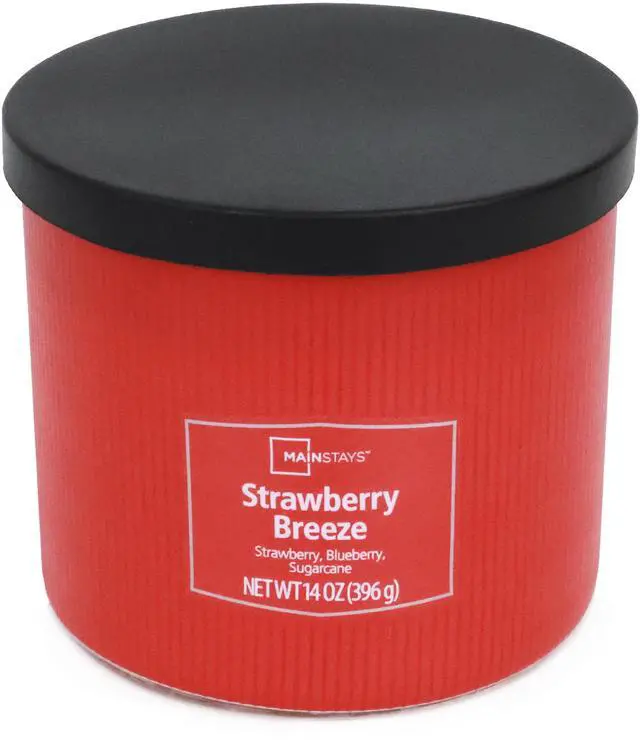 Alt view image 5 of 6 - Mainstays Textured Wrap Strawberry Breeze 3-Wick Candle, 14 oz