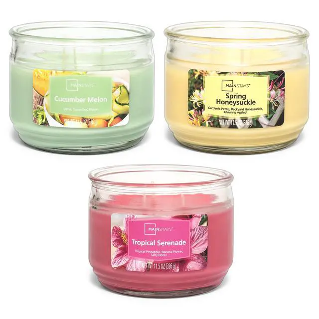 Alt view image 3 of 6 - Mainstays Tropical Serenade Scented 3-Wick Glass Jar Candle, 11.5 oz