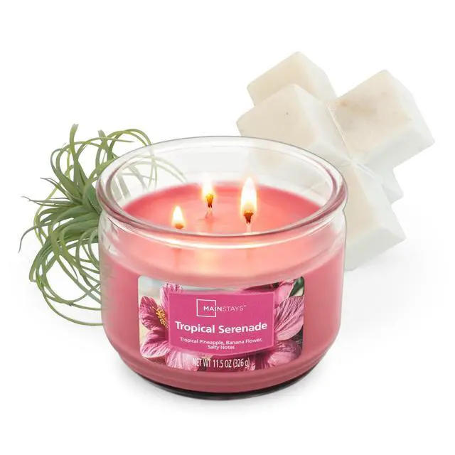 Alt view image 4 of 6 - Mainstays Tropical Serenade Scented 3-Wick Glass Jar Candle, 11.5 oz