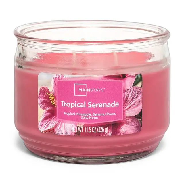 Alt view image 6 of 6 - Mainstays Tropical Serenade Scented 3-Wick Glass Jar Candle, 11.5 oz