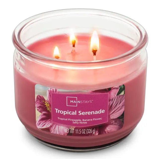 Alt view image 2 of 6 - Mainstays Tropical Serenade Scented 3-Wick Glass Jar Candle, 11.5 oz
