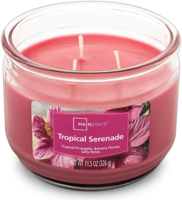 Main image of Mainstays Tropical Serenade Scented 3-Wick Glass Jar Candle, 11.5 oz
