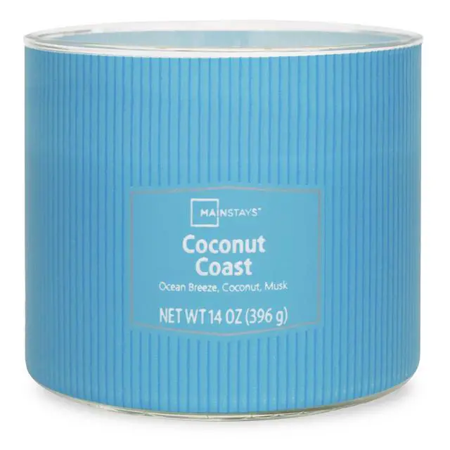 Alt view image 3 of 6 - Mainstays 3-Wick Textured Wrapped Candle, Coconut Coast Fragrance, 14 oz