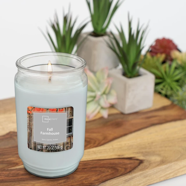 Main image of Mainstays Fall Farmhouse Scented Single Wick Jar Candle, 20 oz