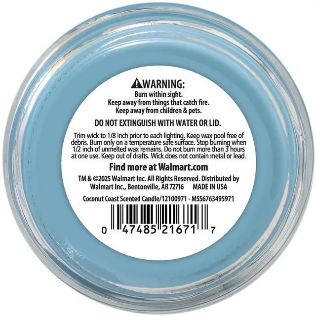 Alt view image 3 of 5 - Mainstays 11.5oz Coconut Coast Scented Candle Jar