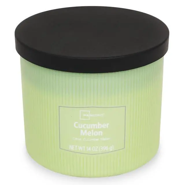 Alt view image 2 of 5 - Mainstays 3-Wick Textured Wrapped Candle, Cucumber Melon, 14 oz