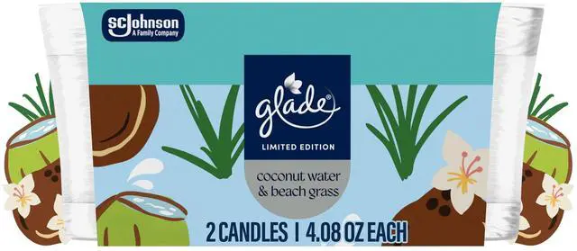 Main image of Glade® Jar Candle, Coconut Water & Beach Grass, 4.08oz., 2 Count