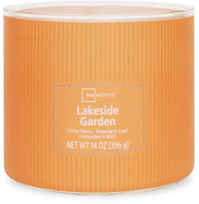 Main image of Mainstays 3-Wick Textured Wrapped Candle, Lakeside Garden, 14 oz