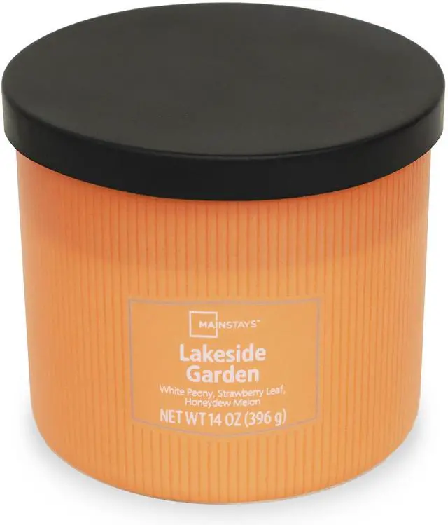 Alt view image 2 of 5 - Mainstays 3-Wick Textured Wrapped Candle, Lakeside Garden, 14 oz