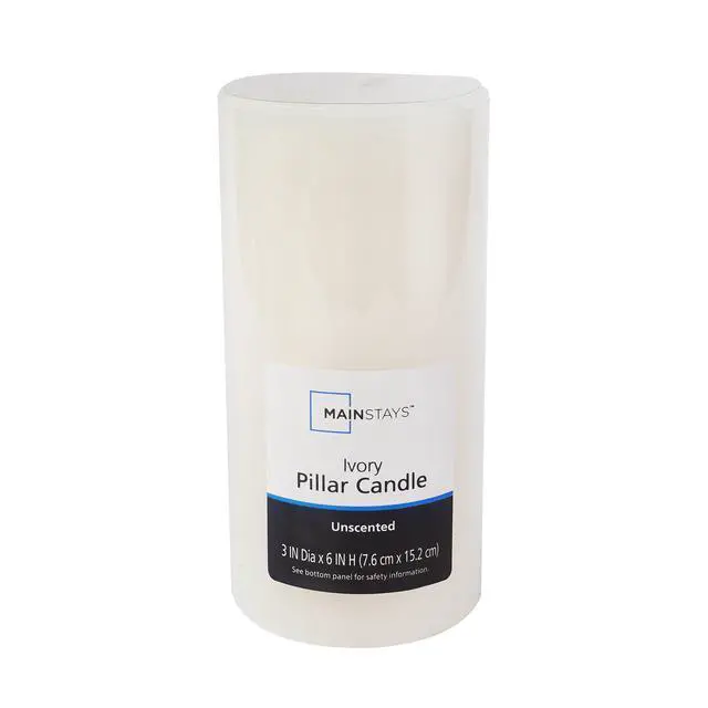Alt view image 3 of 7 - Mainstays Pillar Candle, Single Wick, 3 in x 6 in, Unscented, Ivory