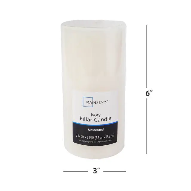 Alt view image 6 of 7 - Mainstays Pillar Candle, Single Wick, 3 in x 6 in, Unscented, Ivory