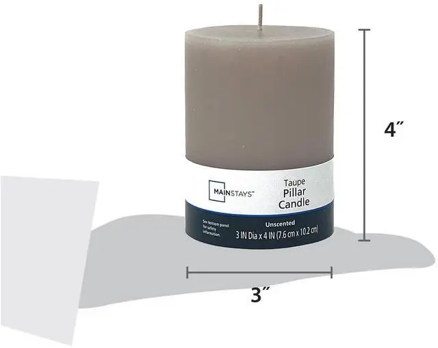 Alt view image 7 of 7 - Mainstays Single Wick 3 in x 4 in Pillar Candle, Unscented, Taupe