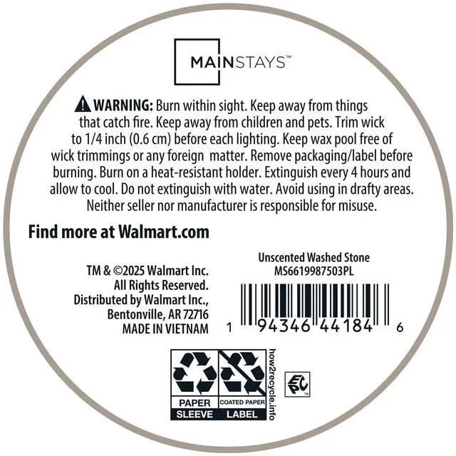 Alt view image 4 of 7 - Mainstays Single Wick 3 in x 4 in Pillar Candle, Unscented, Taupe