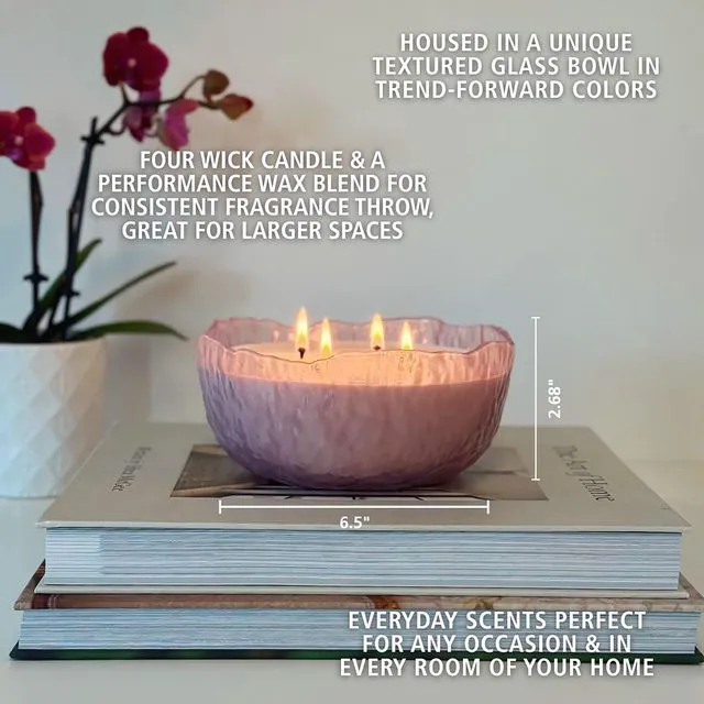 Main image of Home Decor Collection 3-Wick Moon Bowl Scented Jar Candle, Wildflower & Bergamot, 21.3 oz.