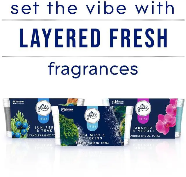Alt view image 2 of 6 - Glade Candles, Sea Mist & Cypress, Fresh Collection, 8.16 oz, Pack of 2