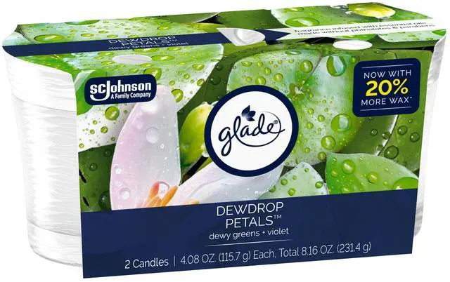 Main image of Glade Single Wick Candle, Dewdrop Petals, 4.08 oz, 2 Count