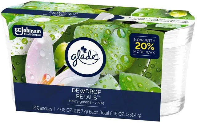 Alt view image 6 of 6 - Glade Single Wick Candle, Dewdrop Petals, 4.08 oz, 2 Count