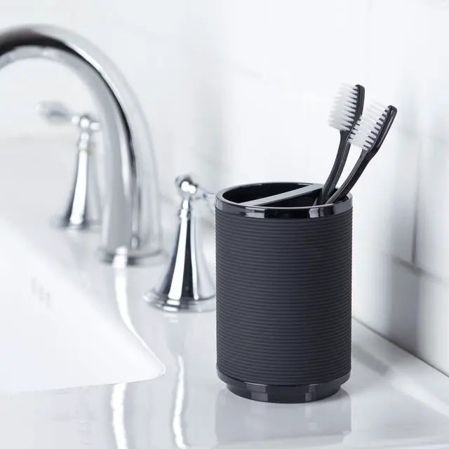 Alt view image 4 of 5 - Mainstays Soft Touch Black Plastic Toothbrush Holder for Adults and Kids