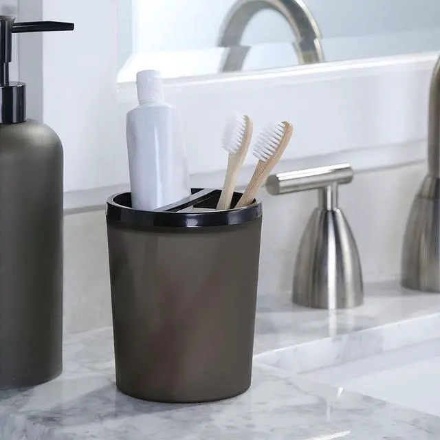 Alt view image 6 of 6 - Mainstays Frosted Black Plastic Toothbrush Holder