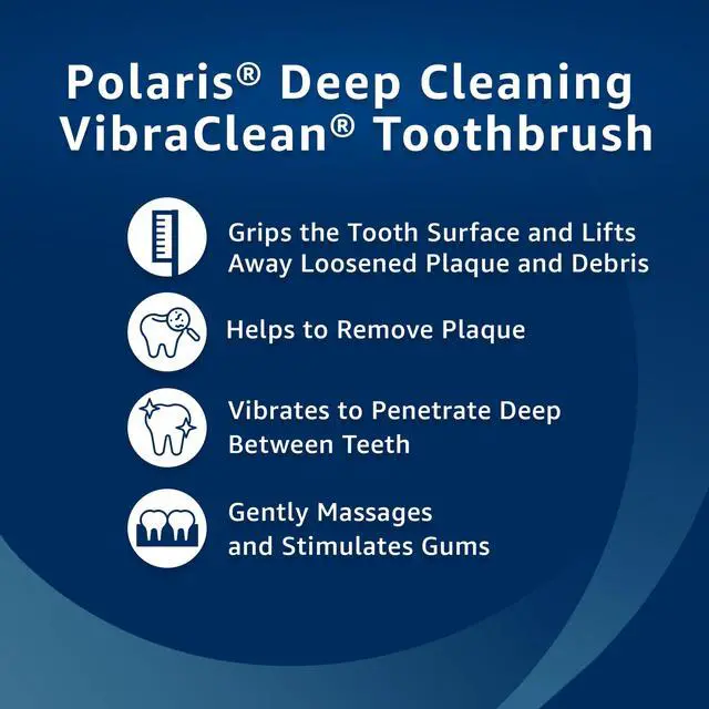 Alt view image 2 of 6 - Equate Polaris Deep Cleaning VibraClean Vibrating Toothbrush, Soft, 2 Count