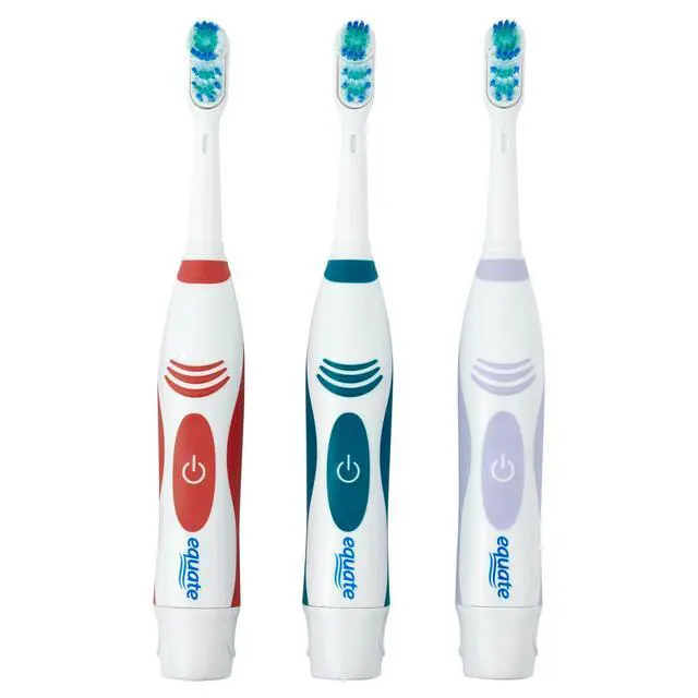 Alt view image 5 of 6 - Equate Advanced Dual Action Battery-Powered Electric Toothbrush with 2 Replacement Heads, White