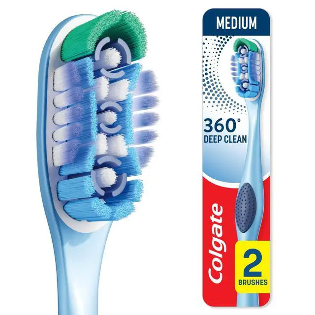 Alt view image 6 of 6 - Colgate 360 Deep Clean Toothbrush Pack, Medium Adult Toothbrushes, 2 Pack
