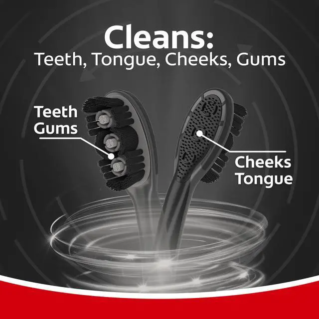 Alt view image 4 of 6 - Colgate 360 Vibrate Charcoal Battery Powered Electric Toothbrush with Soft Bristles, 1 Pack