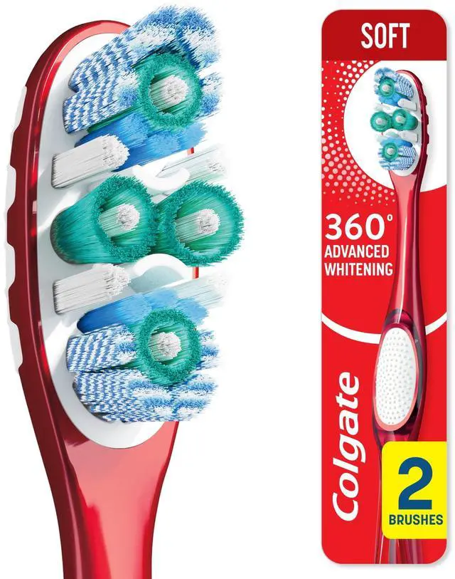 Alt view image 5 of 6 - Colgate 360 Advanced Whitening Toothbrush Pack, Soft Adult Toothbrushes, 2 Pack