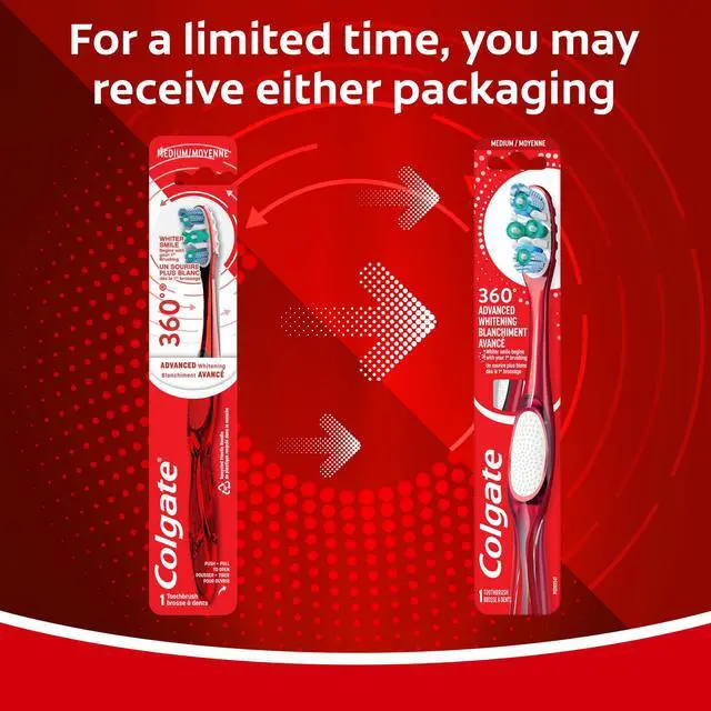 Alt view image 6 of 6 - Colgate 360 Advanced Whitening Toothbrush, Medium Adult Toothbrush, 1 Pack