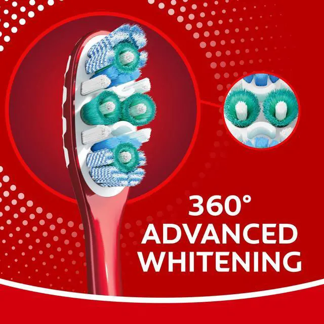 Main image of Colgate 360 Advanced Whitening Toothbrush Pack, Medium Adult Toothbrushes, 2 Pack