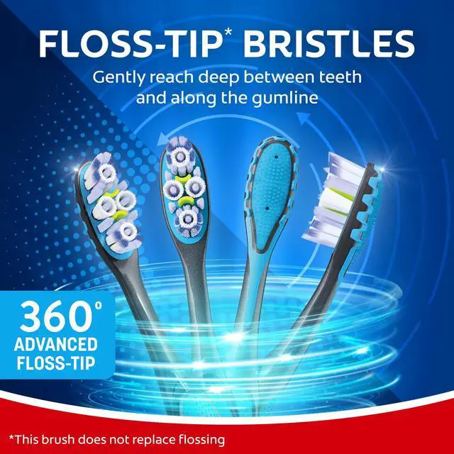 Alt view image 6 of 6 - Colgate 360 Floss-Tip Toothbrush Pack, Medium Adult Toothbrushes, 2 Pack