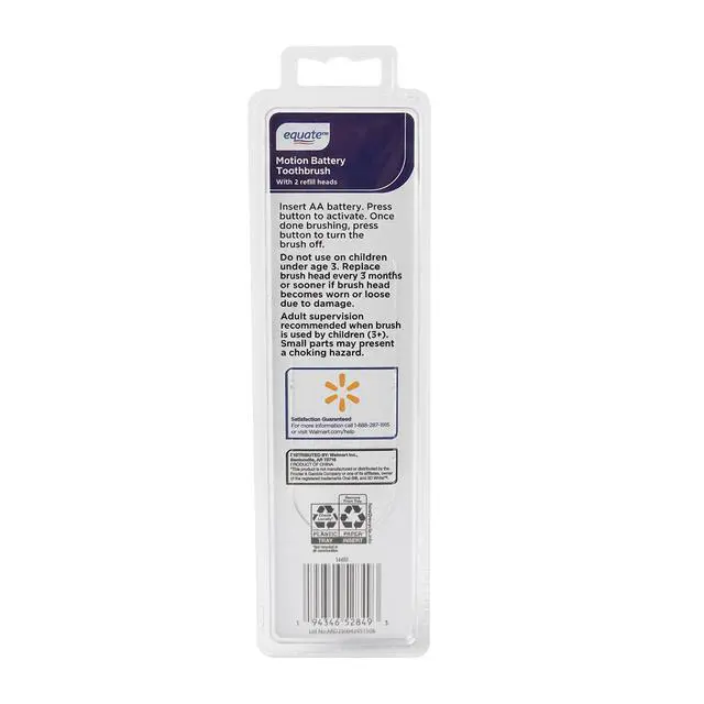 Alt view image 3 of 5 - Equate Motion Battery Toothbrush with 2 Brush Heads